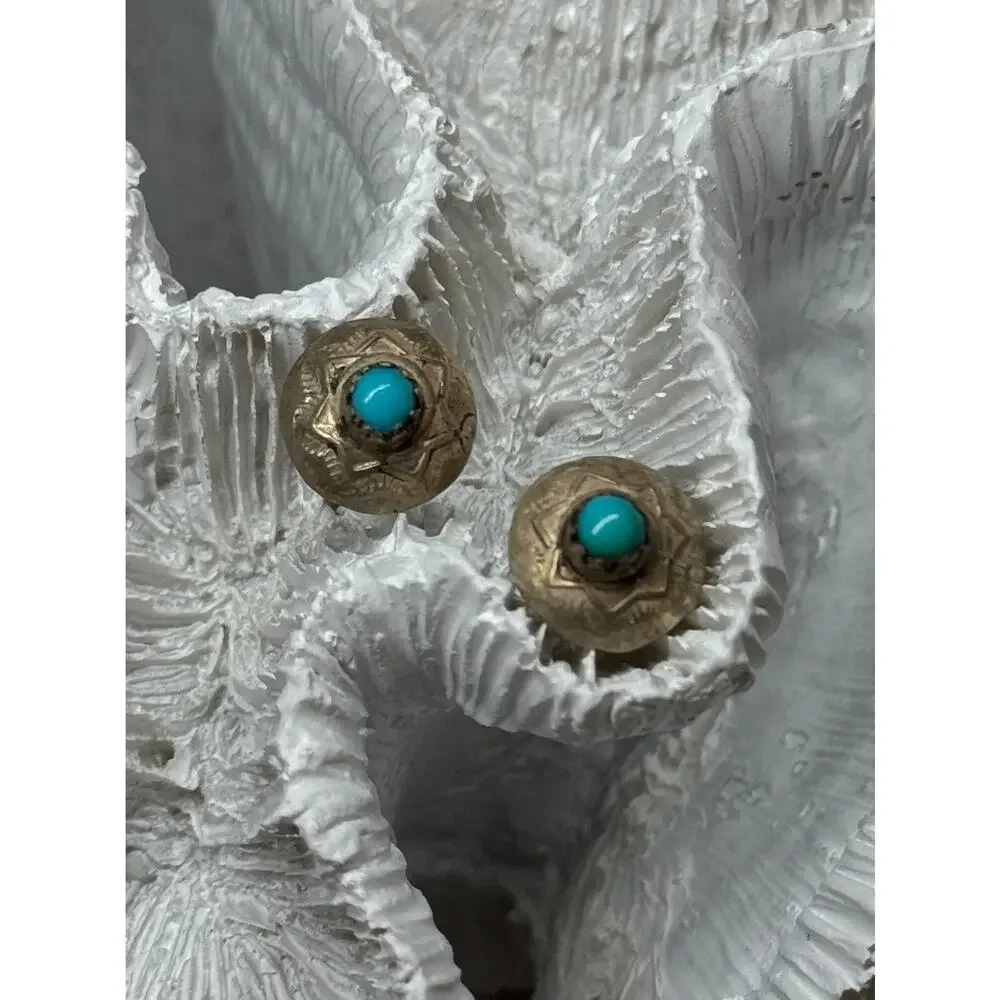 925 Sterling Silver Turquoise Earrings Length 0.4 Inch
